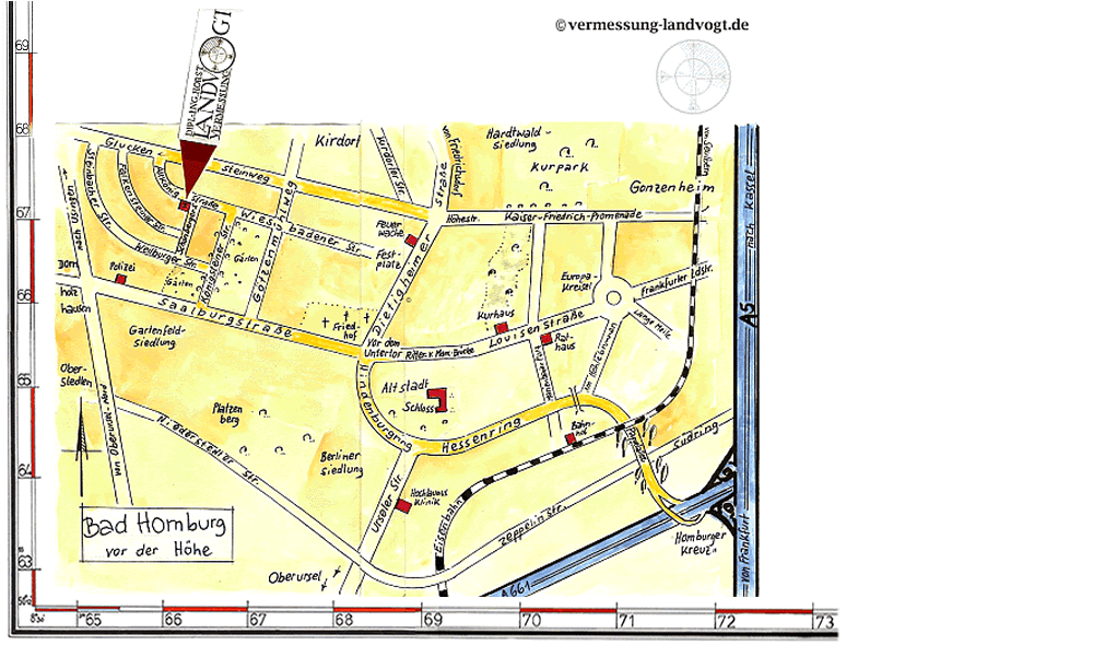 Anfahrtsplan Vermessungsbüro Landvogt Bad Homburg